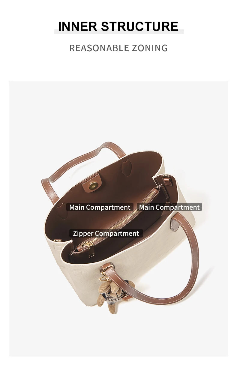 Damen Handtasche aus Split-Leder mit großer Kapazität