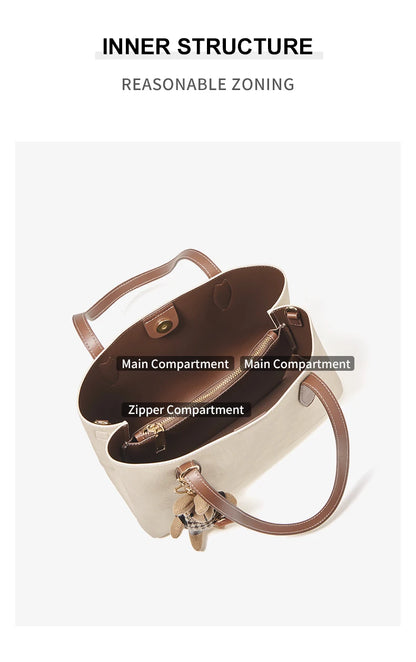 Damen Handtasche aus Split-Leder mit großer Kapazität