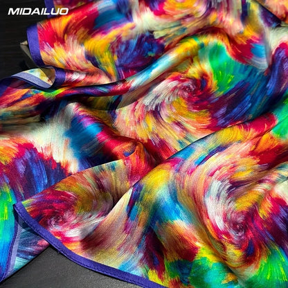 Damen Seidenschal 55cm quadratisch Haarband Büro Geschenk Bandana Foulard