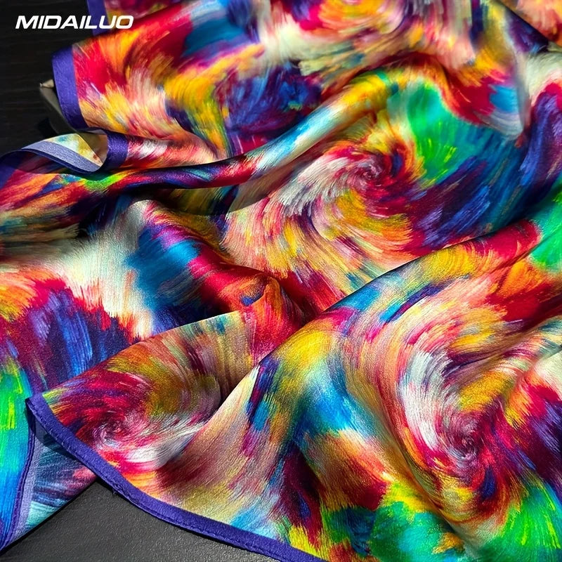Damen Seidenschal 55cm quadratisch Haarband Büro Geschenk Bandana Foulard