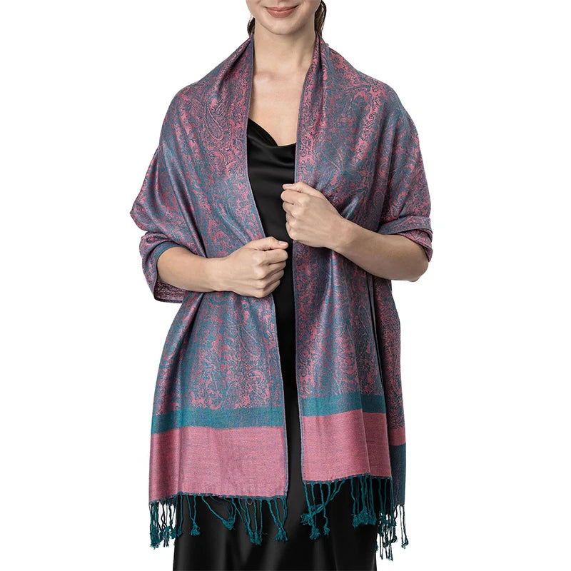 Damen Jacquard Schal ethnisch Kaschmir dick weich Halstuch Bandana Outdoor