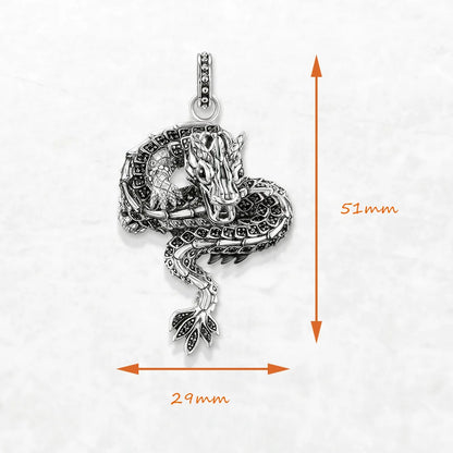 Damen-Charm-Anhänger Drache schwarz Rebel II aus Sterlingsilber