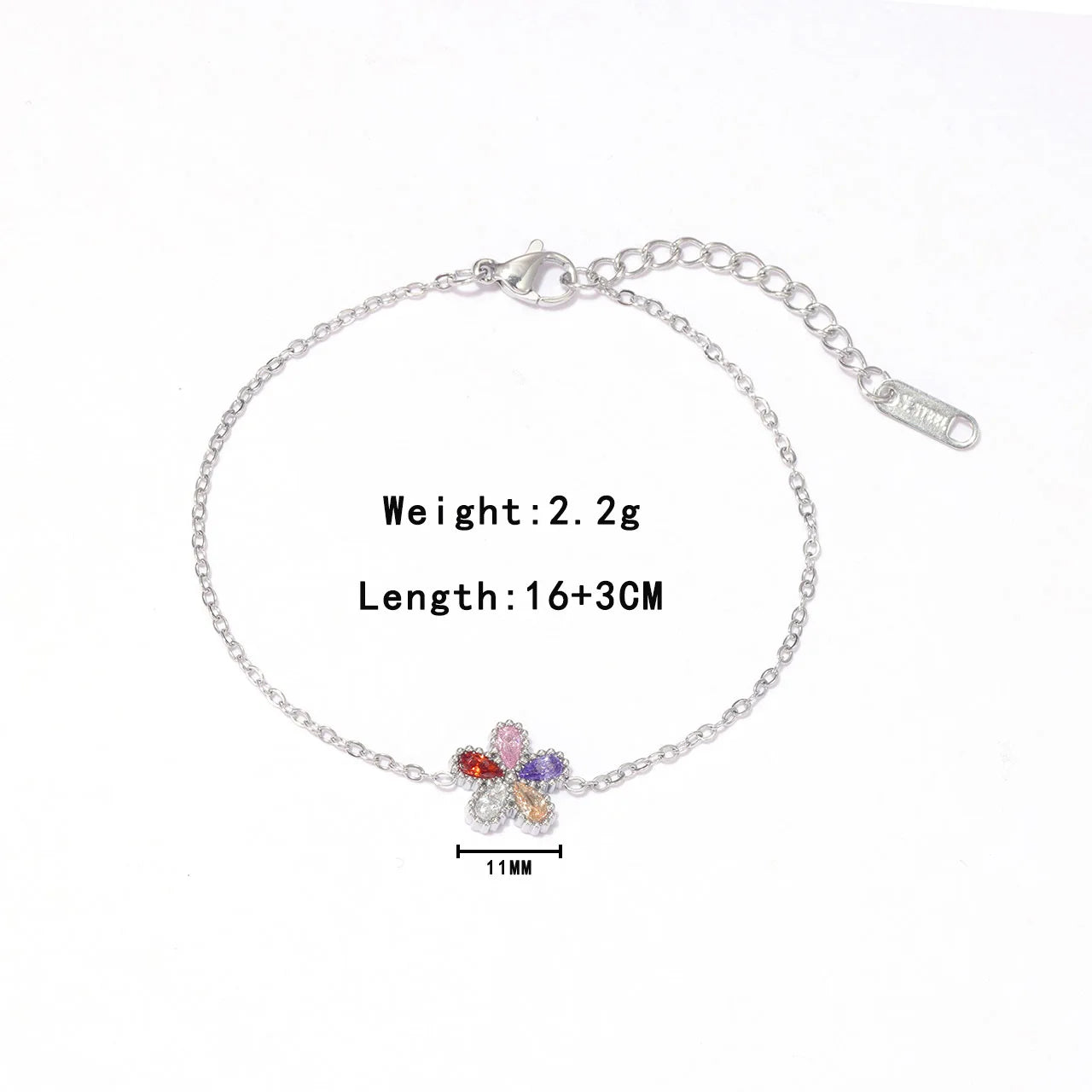 Damen-Armband mit bunten Zirkonia-Blumen aus Edelstahl