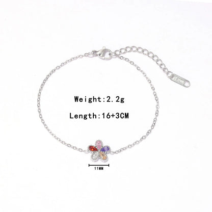 Damen-Armband mit bunten Zirkonia-Blumen aus Edelstahl