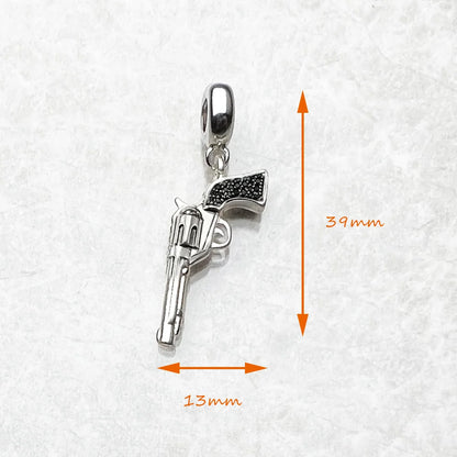 Damen-Charm-Anhänger Cowboy Revolver Pistole Vintage aus Sterlingsilber