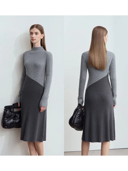 Elegantes Langarm Strickkleid Für Damen Warm Kälteschutz
