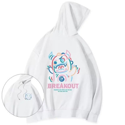 Herbst lustige Breakout Rinder Print Pullover Hoodies für Männer lässig lose Hip Hop Hoody Sweatshirt Mode y2k Streetwear Hoodie