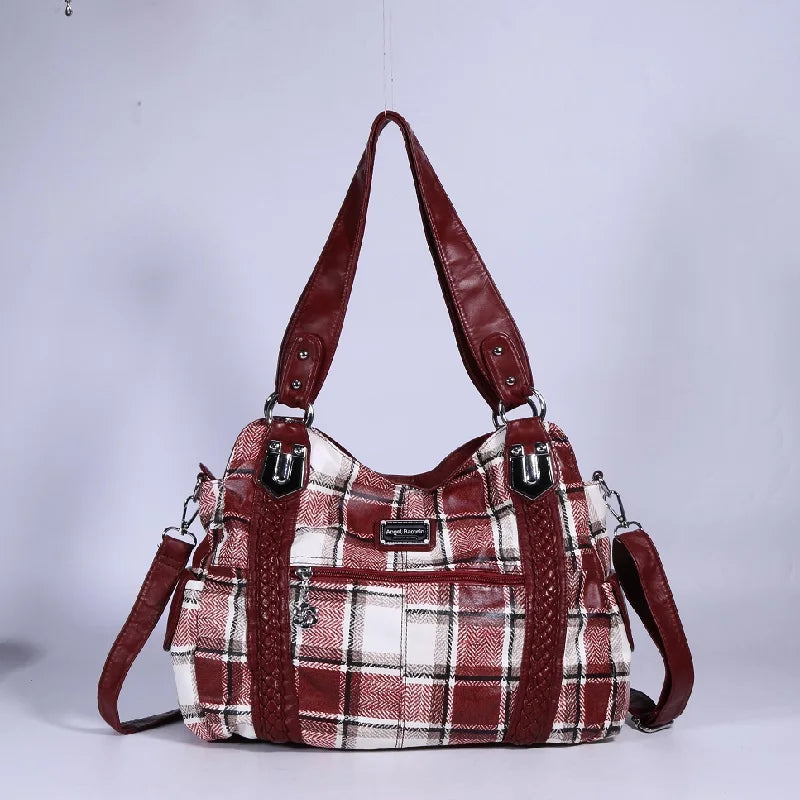Damen-Schultertasche Aus PU-Leder Mit Reißverschluss Und Innenfächern Großes Stauraumvolumen