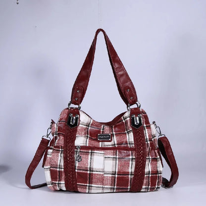 Damen-Schultertasche Aus PU-Leder Mit Reißverschluss Und Innenfächern Großes Stauraumvolumen