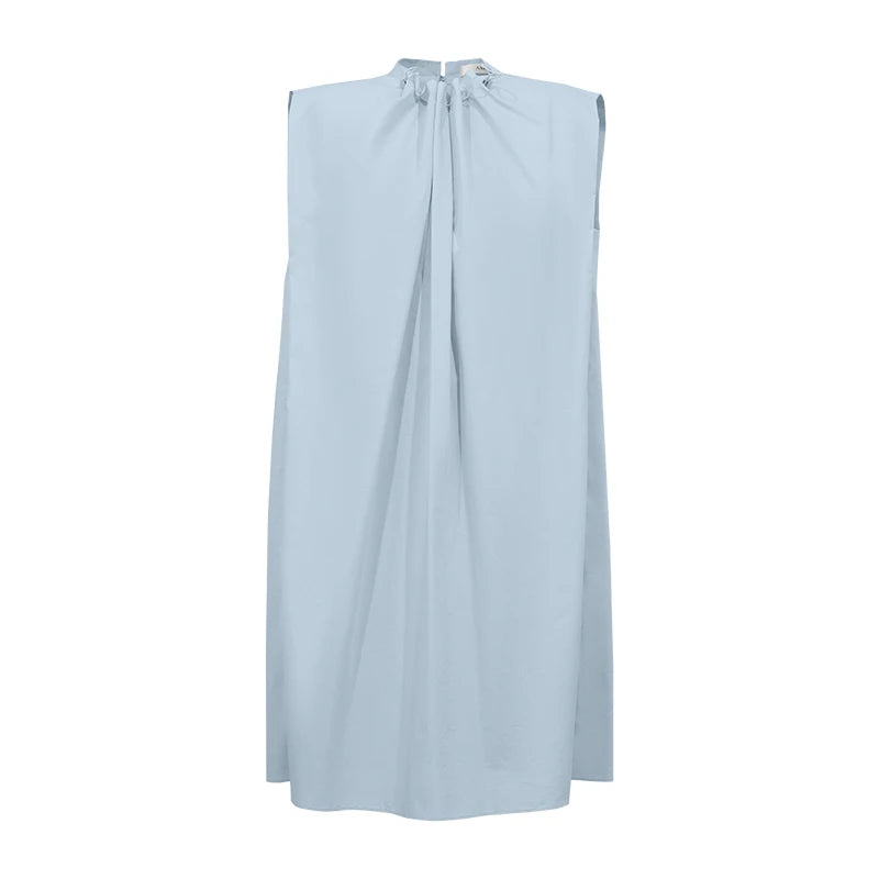 Elegantes Ärmelloses Baumwolle Kleid Mit Kordelzug Für Damen