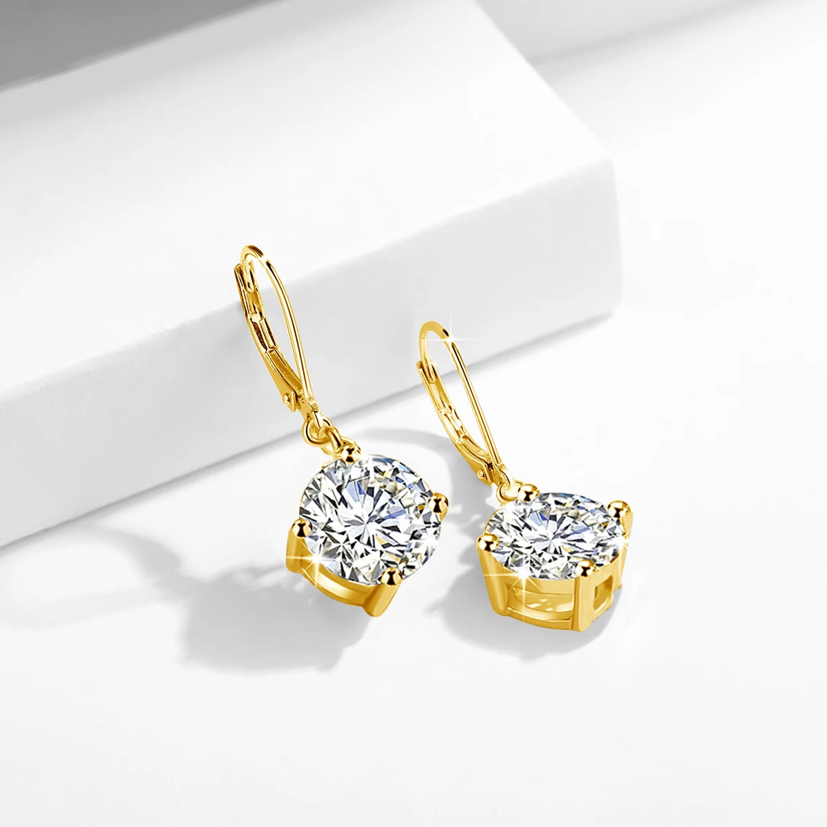 Damen-Moissanite-Tropfenohrringe aus Sterlingsilber mit Gelbgold-Beschichtung, 2,4 ct, Zertifikat