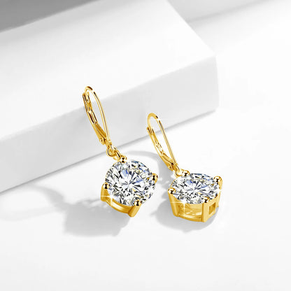 Damen-Moissanite-Tropfenohrringe aus Sterlingsilber mit Gelbgold-Beschichtung, 2,4 ct, Zertifikat