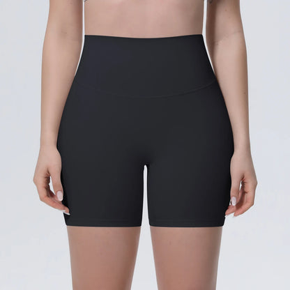 Schwarze Yogashorts für Damen mit breitem Bund, schnelltrocknend und bequem