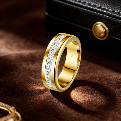 Paar-Ehering aus 925er Silber mit Moissanit für Verlobung und Hochzeit Romantischer Langlebiger Schmuck
