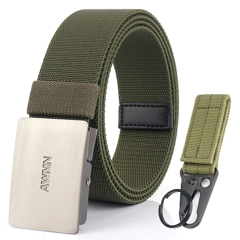 VATLY Silber Stretch-Gürtel Herren 3,8 cm mit Schnellverschluss 105–125 cm
