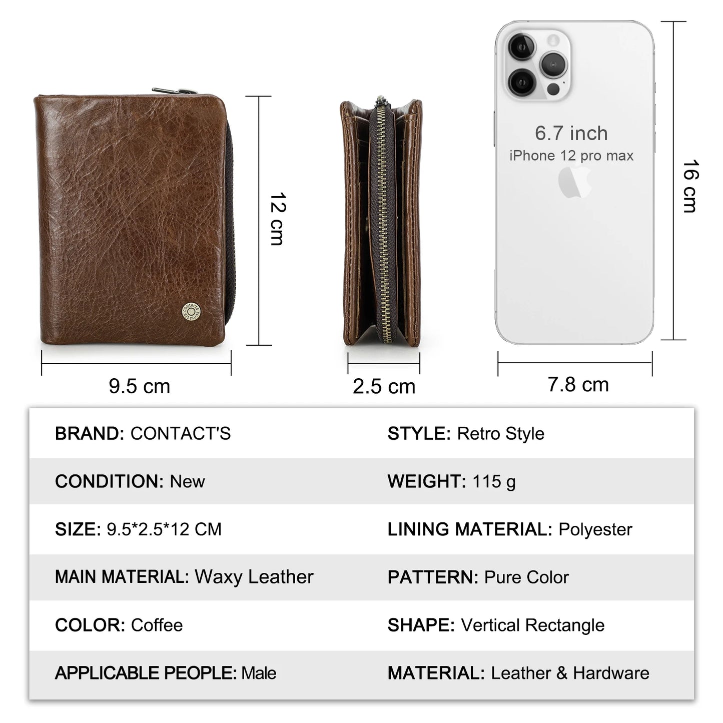 Herren Echtleder Geldbörse Bifold Vintage RFID Kartenhalter Münzfach Luxus Reise