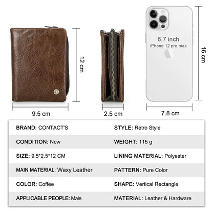 Herren Echtleder Geldbörse Bifold Vintage RFID Kartenhalter Münzfach Luxus Reise