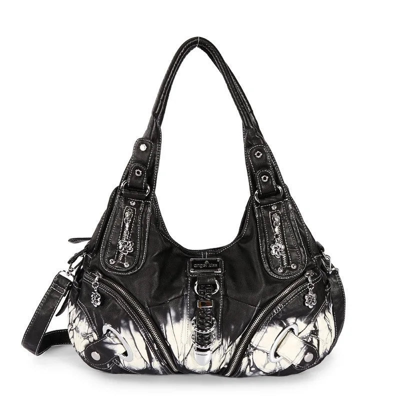 Damen-Schultertasche Großes Fassungsvermögen Mit Tie-Dye Muster Und Griff Im Vintage-Stil Für Alltag Und Freizeit