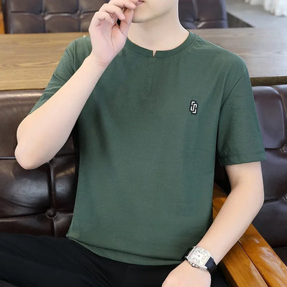 Herren T-Shirt mit Schwalbenschwanz-Kragen aus dünner Eis-Seide für den Sommer