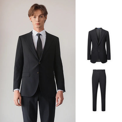 Herrenanzug aus 100% Wolle in tiefem Blau, doppelt geknöpft – ideal für Hochzeit, Dinnerparty oder den täglichen eleganten Auftritt.