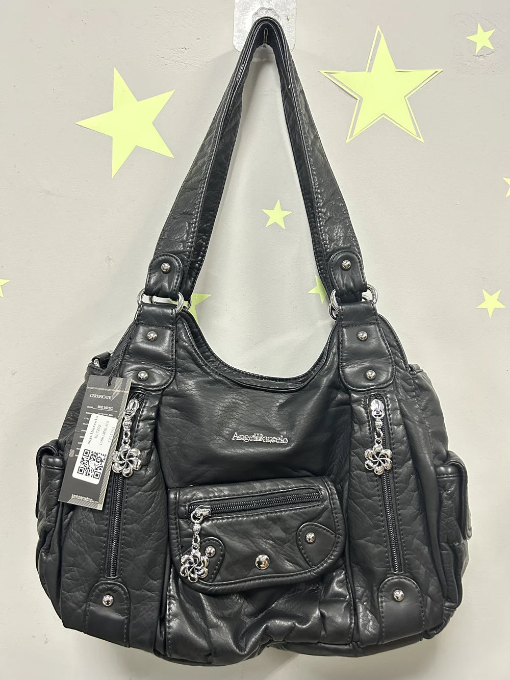 Damen-Handtasche mit Griff aus weichem Polyurethan im Vintage-Design und Mehrfachfächern für Alltag und Abend