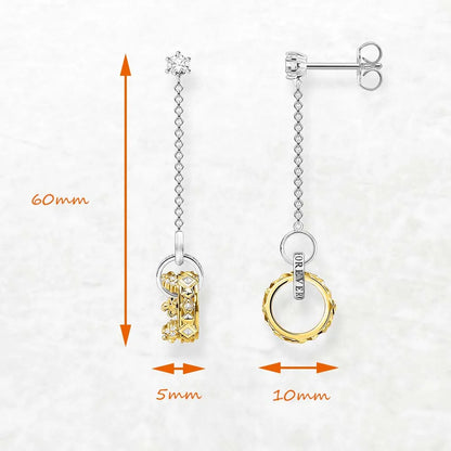 Damen-Ohrtropfen goldene Krone Vintage Rock aus Sterlingsilber