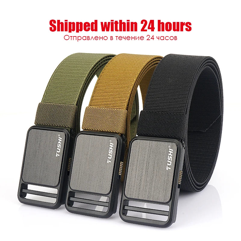 Herren-Gürtel Elastisch 35 mm Breite Mit Steck-Schnalle Für Outdoor-Aktivitäten Camping