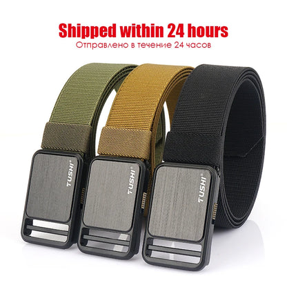Herren-Gürtel Elastisch 35 mm Breite Mit Steck-Schnalle Für Outdoor-Aktivitäten Camping