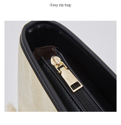 Damen Schultertasche Aus PVC-Leder Mit Reißverschluss Und Anhänger