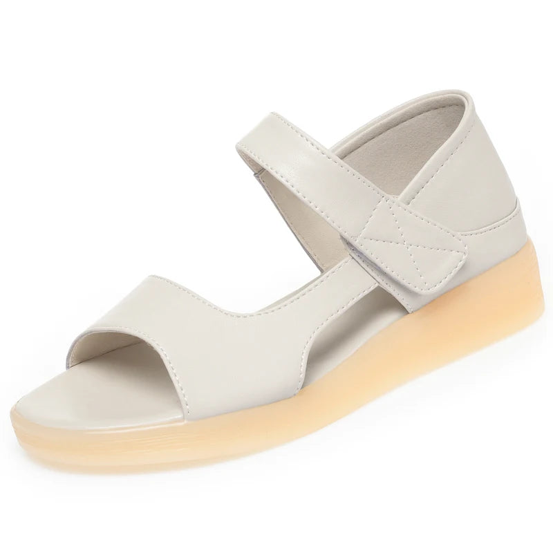 AIYUQI Damen Sandals Spaltleder Flat Roman Velcro