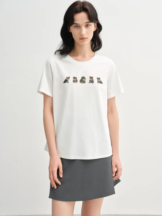 Zweiteiliges Damen-Shirt-Set mit Puffärmeln und Rundhalsausschnitt – ideal für den Sommer
