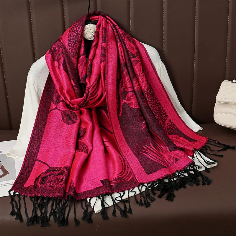 Damen Winterschal Kaschmir Plaid warm Pashmina Bandana Quaste B