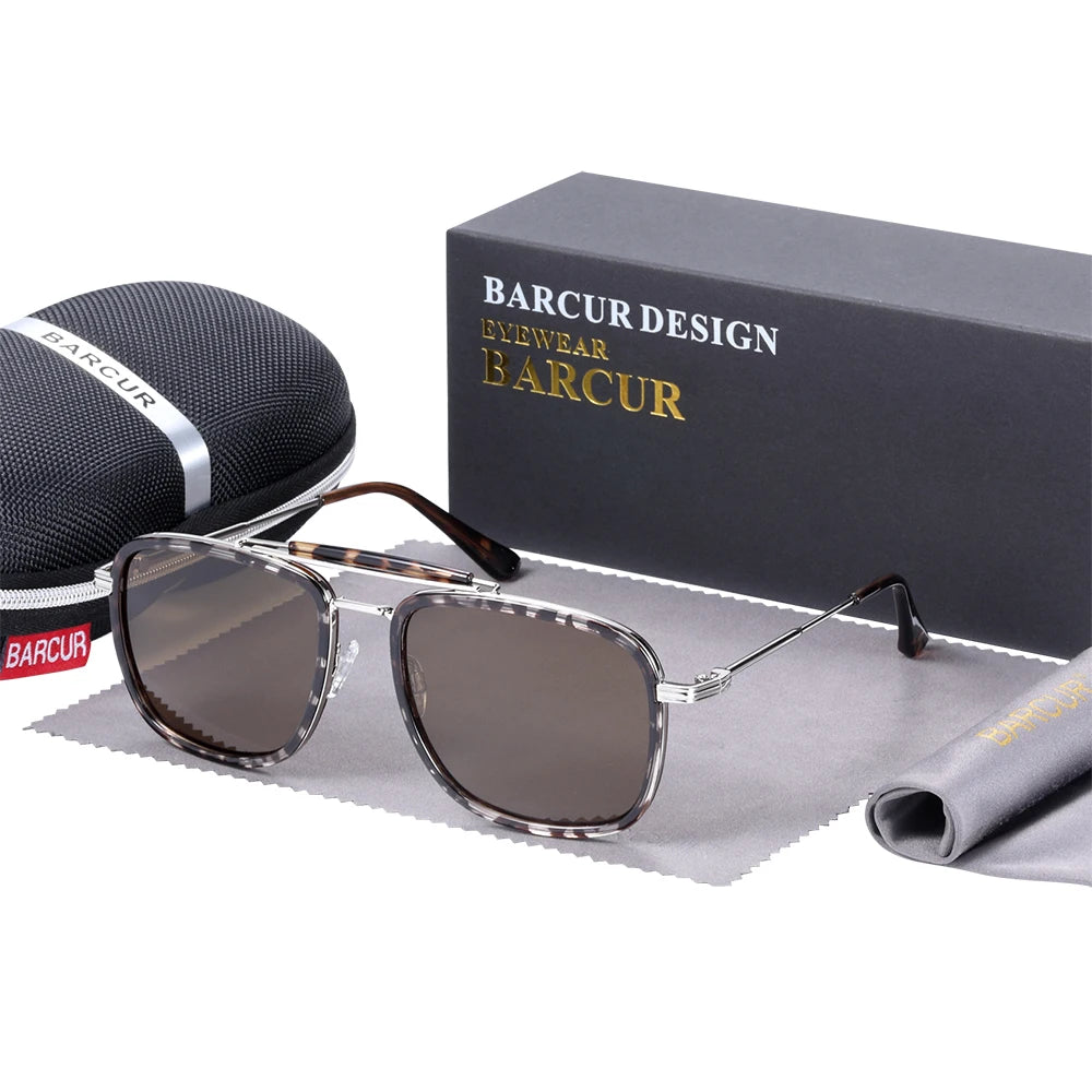 Sonnenbrille quadratisch Luxus Farbverlauf polarisiert Spiegel Herren