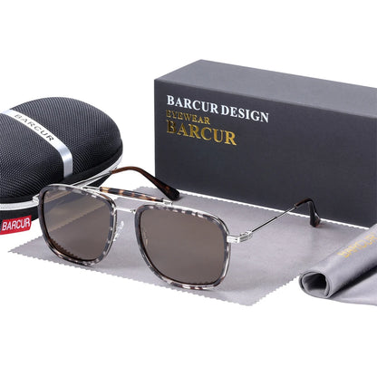 Sonnenbrille quadratisch Luxus Farbverlauf polarisiert Spiegel Herren