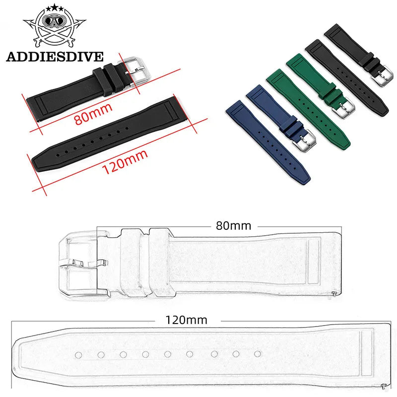 Uhrenarmband aus Fluorkautschuk 20 mm - Universal-Ersatzband