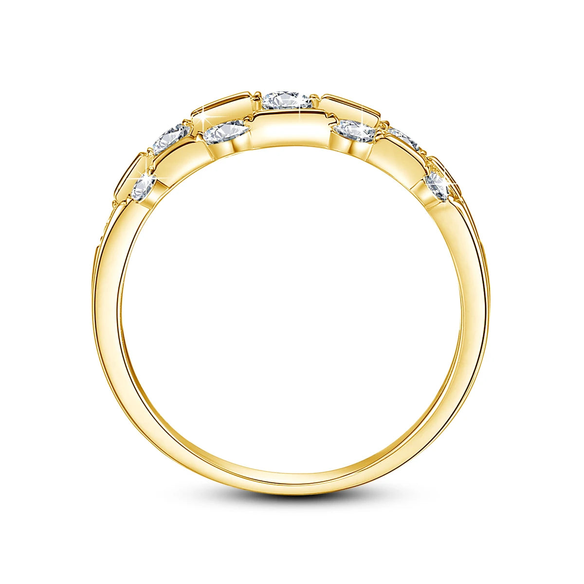 Damen-Ring aus Moissanit, 925er Sterling-Silber, Ewigkeitsband, Zertifiziertes Schmuckstück