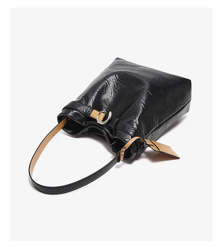 Damen Schultertasche Vintage Split-Leder mit großer Kapazität