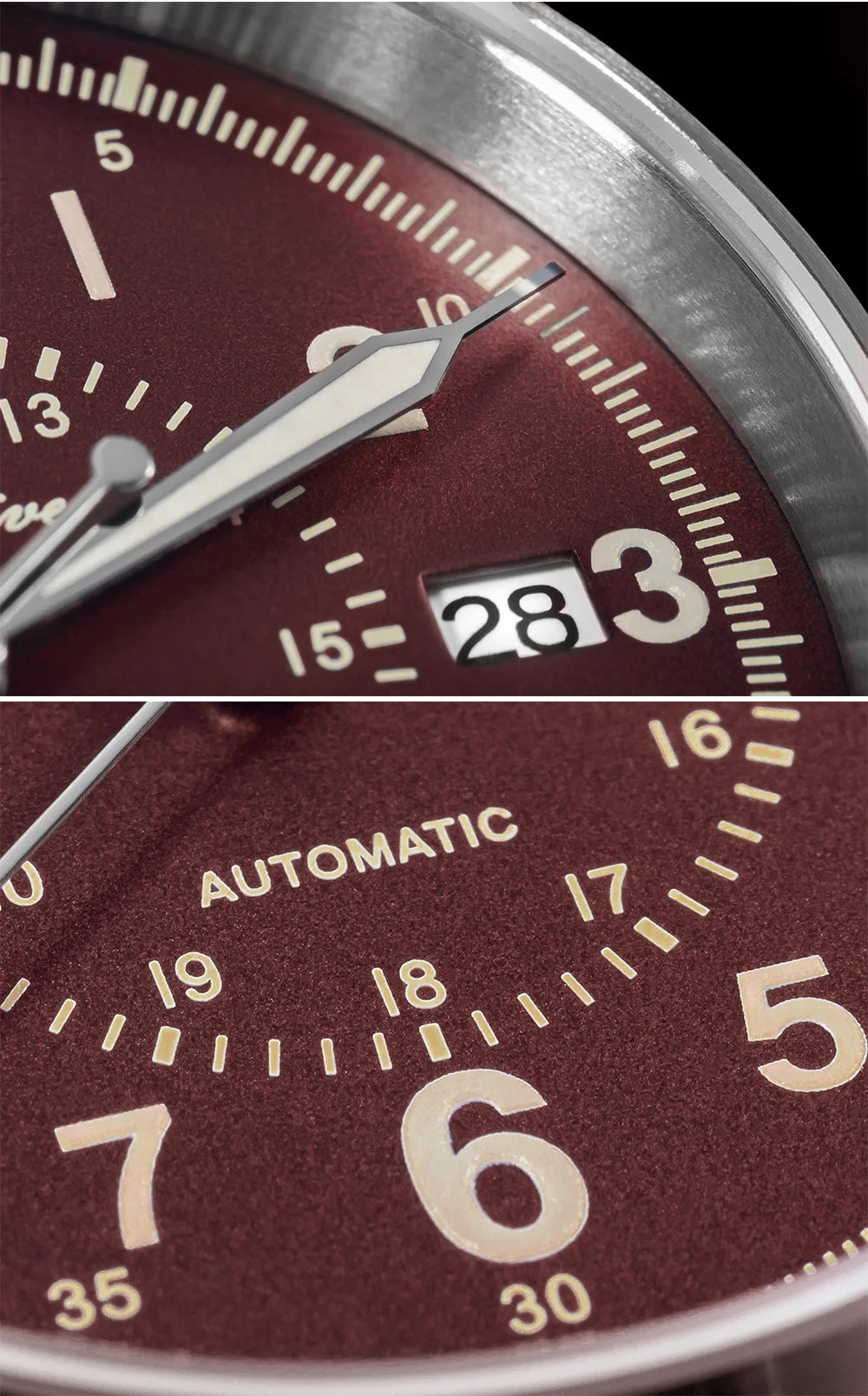 Herren-Vintage-Automatikuhr mit NH35A-Werk und Saphirglas