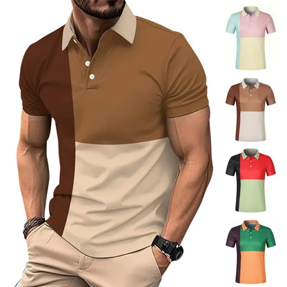 Sommerliches Polohemd mit Farbblock-Design und atmungsaktivem, bequemem Kurzarm – ideal für legere Anlässe