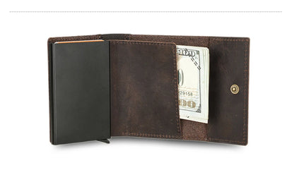 Lederkartenetui dunkelbraun, innen mit Kartenfach und Banknotenfach