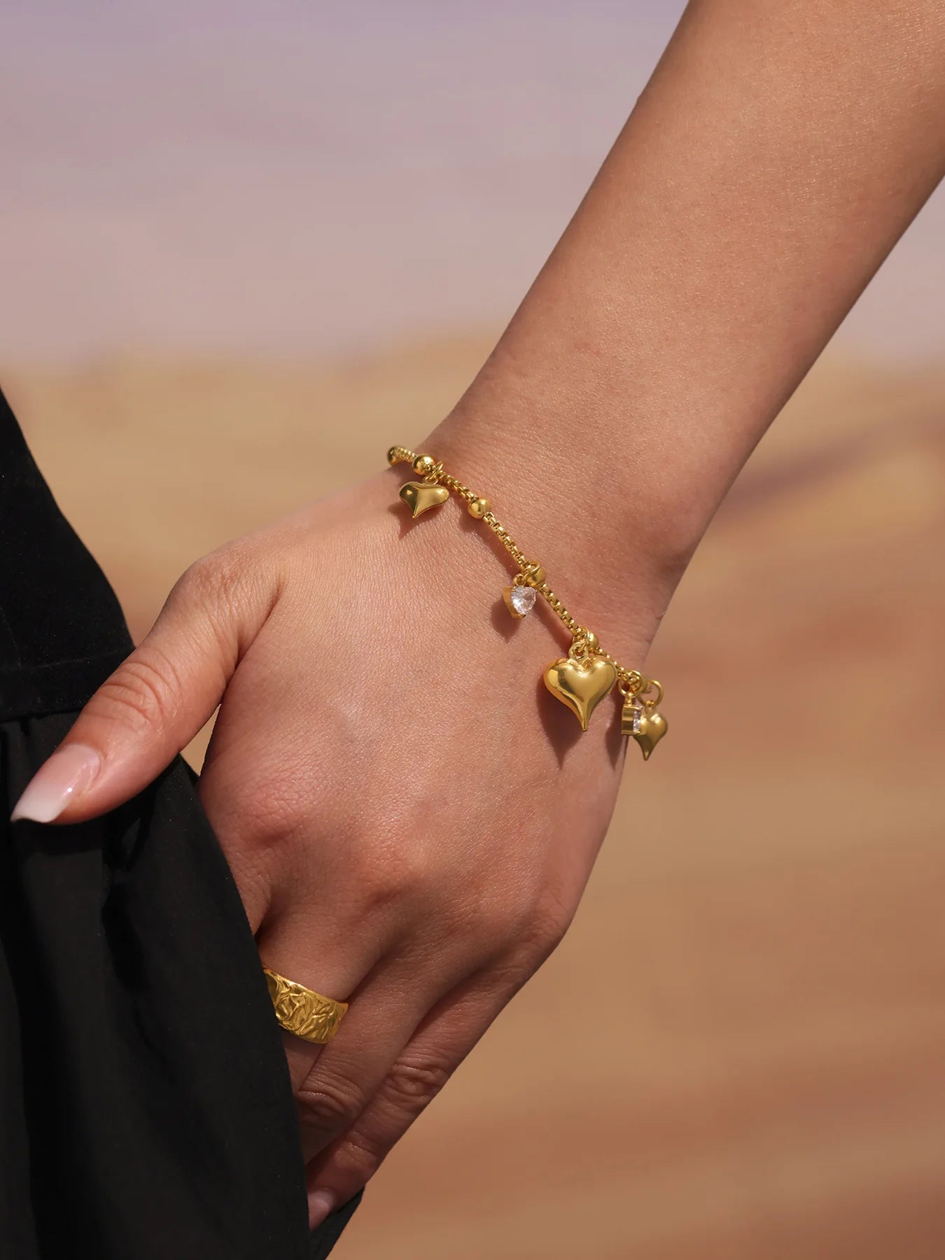 Damen-Armband mit Herz-Zirkonia aus Edelstahl