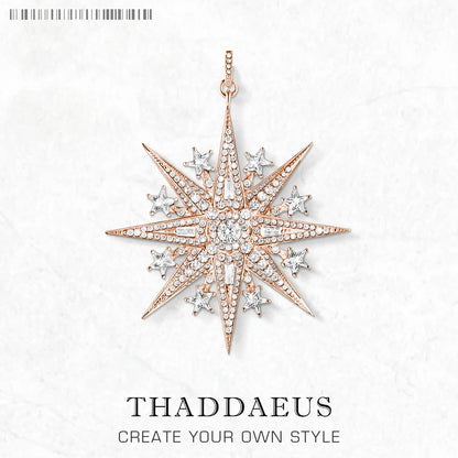 Roségoldener Stern-Anhänger mit Zirkonia, 925 Sterling Silber, THADDAEUS