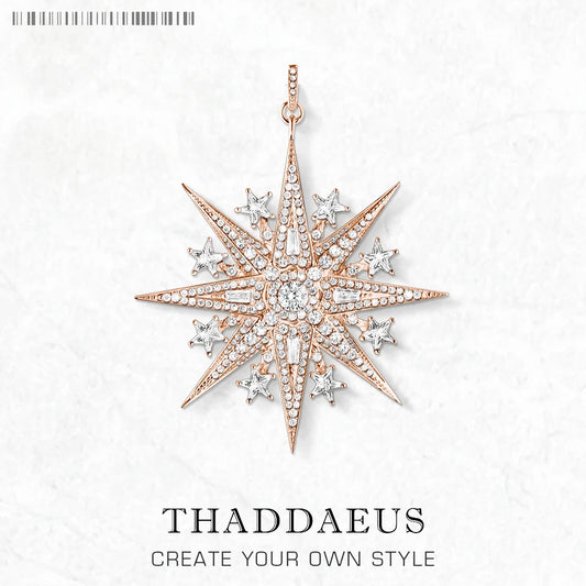 Roségoldener Stern-Anhänger mit Zirkonia, 925 Sterling Silber, THADDAEUS