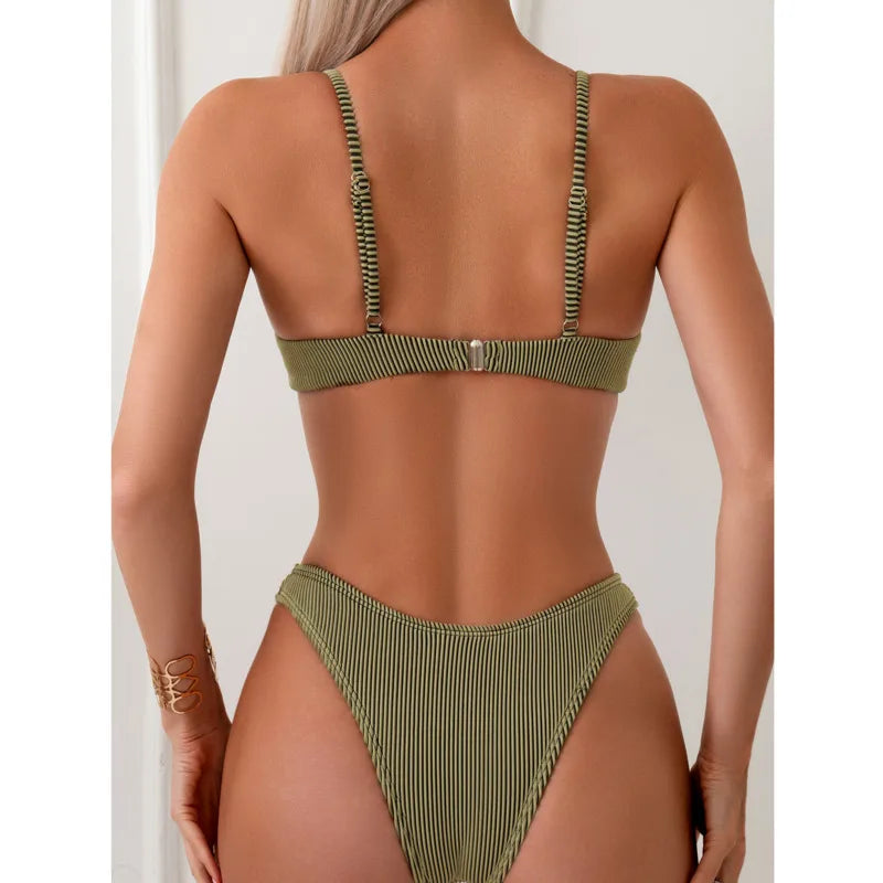 Sexy Bikini-Set für Damen in Unifarben – Brasilianischer Stil für Strand und Badevergnügen