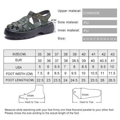 AIYUQI Sandalen Frauen Sommer 2025, Neue Echtes Leder Baotou Römischen Sandalen Damen Retro Hohl Gewebt Frauen Sandalen