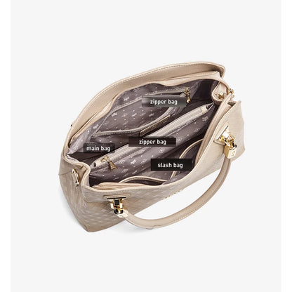 Damen-Handtasche aus echtem Leder mit Diamantprägung und vielseitige Trageweise im Alltag