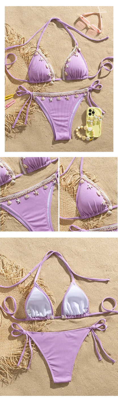 Dreiteiliges Damen-Bikini-Set im brasilianischen Stil – ideal für Strand und Pool
