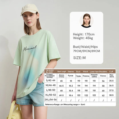 Damen Sommer T-Shirt mit lockerer Passform und buntem Farbverlauf