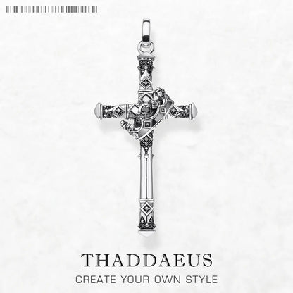 Damen-Charm-Anhänger Kreuz mit Krone Vintage aus Sterlingsilber