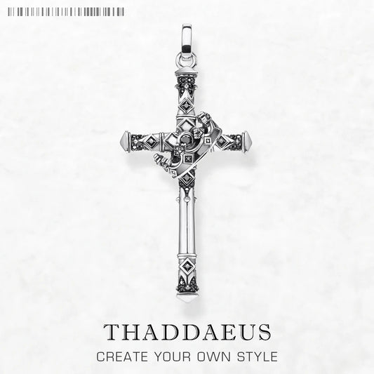 Damen-Charm-Anhänger Kreuz mit Krone Vintage II aus Sterlingsilber